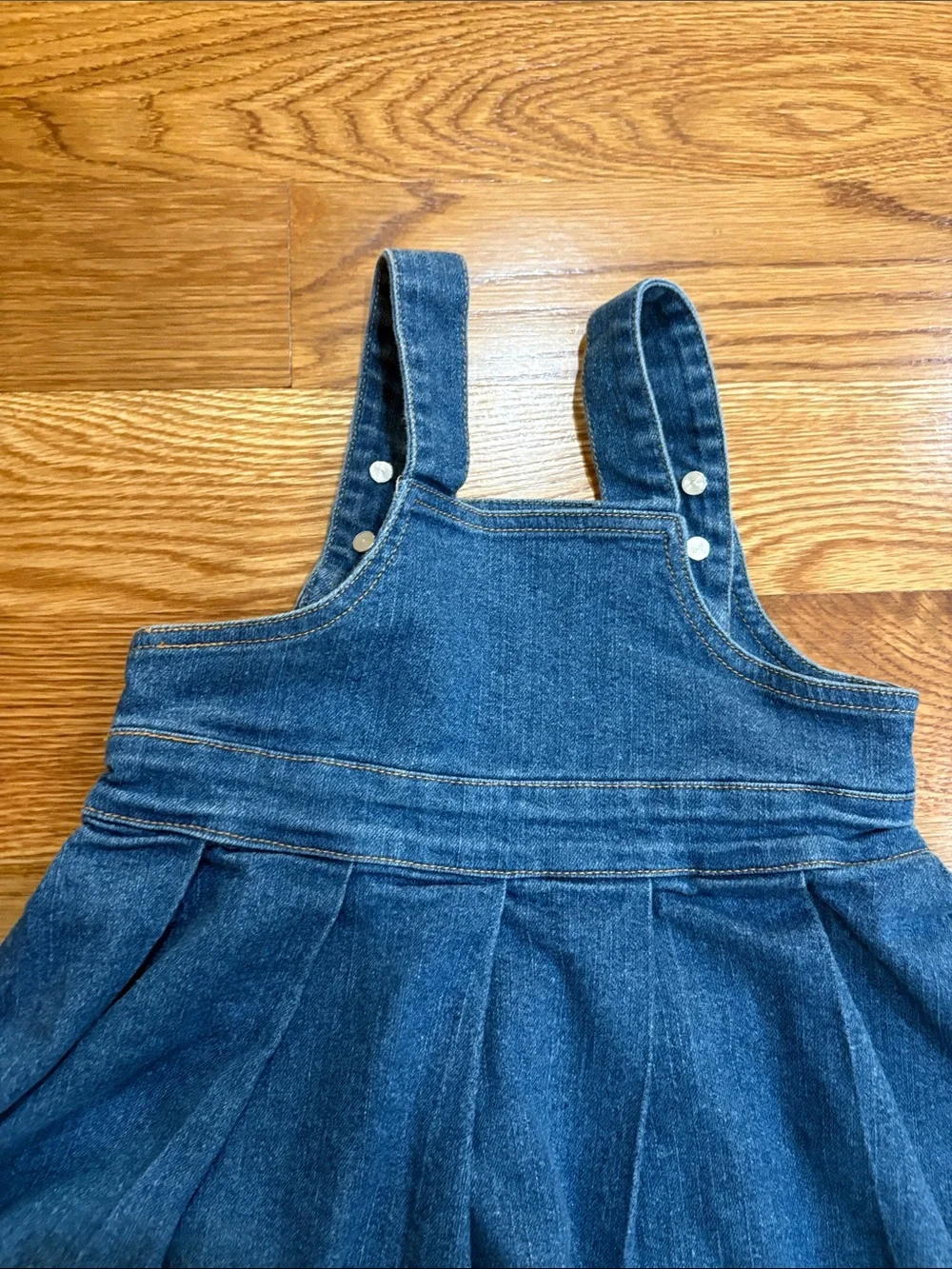 Disney baby Blue Denim Overall pleated Skirt embroidered MINNIE mouse pocket 12M